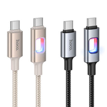 Заредете изображение във визуализатора на галерията – LED Кабел USB C към USB C Hoco 3A 60W 1,2 m U144 черен
