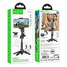 Заредете изображение във визуализатора на галерията – Live stand Hoco with magnetic and universal hilder with remote control K27 PRO czarny
