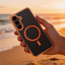 Заредете изображение във визуализатора на галерията – Case FRAME CLEAR HYBRID MAG COVER compatible with MagSafe for SAMSUNG S25 FE hermes orange
