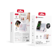 Заредете изображение във визуализатора на галерията – FORCELL F-ENERGY Mag Mirror 15W 3 in 1 wireless charger compatible with MagSafe / Apple Watch / Samsung Watch / Airpods pink
