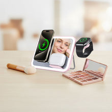 Заредете изображение във визуализатора на галерията – FORCELL F-ENERGY Mag Mirror 15W 3 in 1 wireless charger compatible with MagSafe / Apple Watch / Samsung Watch / Airpods pink

