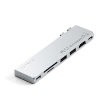Заредете изображение във визуализатора на галерията – Adapter HUB 7in1 2 x USB C Satechi Pro HUB Slim ST-HUCPHSS for MacBook silver
