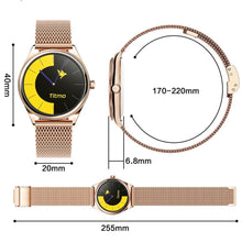 Заредете изображение във визуализатора на галерията – Smartwatch TITMO O-170 (AMOLED, bluetooth call, stainless steal gold mesh strap) gold
