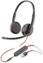 Заредете изображение във визуализатора на галерията – Wire headphones Jack 3,5 mm / USB A Poly Blackwire C3225 black
