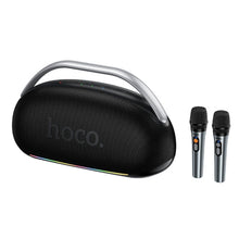 Заредете изображение във визуализатора на галерията – Wireless speaker 300W 8h + 2 x wireless microphons Hoco HT2 black
