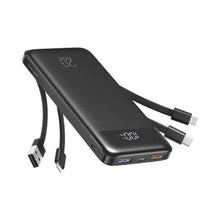 Заредете изображение във визуализатора на галерията – Powerbank Charmast W2065 PD3.0 3A 22,5W 20000 mAh with built-in cables USB A / USB C / Lightning / Micro USB black

