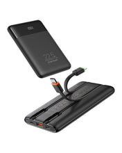 Заредете изображение във визуализатора на галерията – Powerbank Charmast W1202 PD3.0 3A 22,5W 10000 mAh with built-in cables USB C / Lightning black
