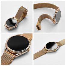 Заредете изображение във визуализатора на галерията – Smartwatch TITMO O-170 (AMOLED, bluetooth call, stainless steal gold mesh strap) gold
