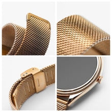Заредете изображение във визуализатора на галерията – Smartwatch TITMO O-170 (AMOLED, bluetooth call, stainless steal gold mesh strap) gold
