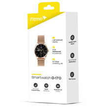 Заредете изображение във визуализатора на галерията – Smartwatch TITMO O-170 (AMOLED, bluetooth call, stainless steal gold mesh strap) gold
