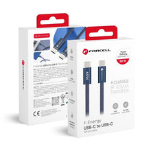 Заредете изображение във визуализатора на галерията – Cable USB C to USB C Forcell F-Energy QC4.0 PD 3A 60W Cafule Color 1,2 m ACYH23 dark blue
