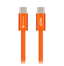 Заредете изображение във визуализатора на галерията – Кабел USB C към USB C Forcell F-Energy QC4.0 PD 3A 60W Cafule Color 1,2 m ACYH23 оранжев
