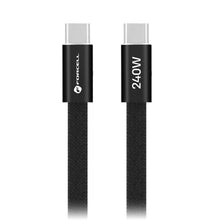 Заредете изображение във визуализатора на галерията – Cable USB C to USB C Forcell F-Energy QC4.0 PD 5A 240W Cafule Flat 1,2 m CCFN23 black

