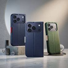 Заредете изображение във визуализатора на галерията – Калъф тип книга за iPhone 17 PRO SplitPro тъмно син and cream
