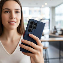 Заредете изображение във визуализатора на галерията – Калъф тип книга за Samsung A17 SplitPro тъмно син and червен
