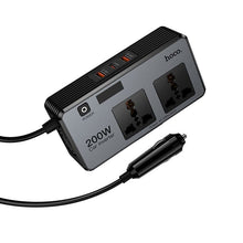Заредете изображение във визуализатора на галерията – Smart dual car inverter charger Hoco 2 lighter ports max 200W PD66W/1C2A Z66 black
