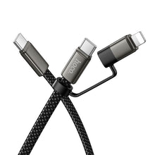 Заредете изображение във визуализатора на галерията – Flat Cable USB C to USB C/iP 2in1 Hoco 3A 60W 1 m X125 black
