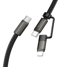 Заредете изображение във визуализатора на галерията – Flat Cable USB C to USB C/iP 2in1 Hoco 3A 60W 1 m X125 black
