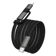 Заредете изображение във визуализатора на галерията – Flat Cable USB C to USB C/iP 2in1 Hoco 3A 60W 1 m X125 black
