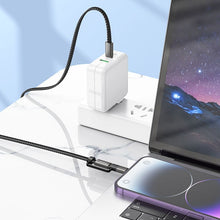 Заредете изображение във визуализатора на галерията – Flat Cable USB C to USB C/iP 2in1 Hoco 3A 60W 1 m X125 black
