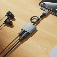 Заредете изображение във визуализатора на галерията – Adapter AUX USB C to 2x USB C max 10W Hoco UPA34A UPA34A gray
