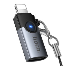 Заредете изображение във визуализатора на галерията – Adapter OTG Lightning to USB C Hoco 2A UA46A gray

