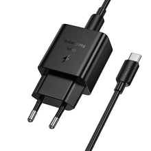 Заредете изображение във визуализатора на галерията – Phone charger Hoco USB C QC PD 25W + Кабел USB C към USB C N76 черен
