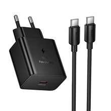 Заредете изображение във визуализатора на галерията – Phone charger Hoco USB C QC PD 45W + Кабел USB C към USB C N77 черен
