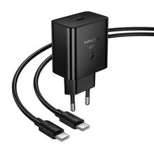 Заредете изображение във визуализатора на галерията – Phone charger Hoco USB C QC PD 45W + Кабел USB C към USB C N77 черен
