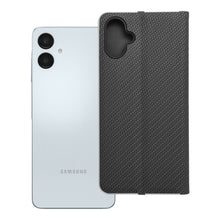 Заредете изображение във визуализатора на галерията – Калъф тип книга LUNA Carbon за SAMSUNG A06 черен
