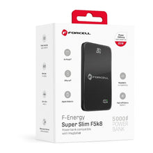 Заредете изображение във визуализатора на галерията – FORCELL F-ENERGY F5K8 Super Slim powerbank compatible with MagSafe PD3.0 QC4.0 15W 5000 mAh black

