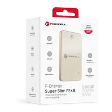 Заредете изображение във визуализатора на галерията – FORCELL F-ENERGY F5K8 Super Slim powerbank compatible with MagSafe PD3.0 QC4.0 15W 5000 mAh titanium dessert
