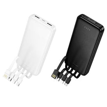 Заредете изображение във визуализатора на галерията – Powerbank Hoco 10000 mAh 2A with four built-in cables USB A + USB C+ Lightning + Micro USB J163 black
