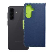 Заредете изображение във визуализатора на галерията – Калъф тип книга FANCY за SAMSUNG A37 тъмно син / лайм
