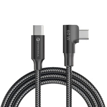 Заредете изображение във визуализатора на галерията – Кабел USB C към USB C Forcell F-Energy QC4.0 PD 3A 60W Cafule 90° 1,2 m CC-1Deg черен
