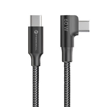 Заредете изображение във визуализатора на галерията – Кабел USB C към USB C Forcell F-Energy QC4.0 PD 3A 60W Cafule 90° 1,2 m CC-1Deg черен
