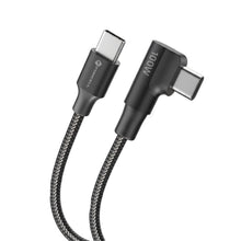 Заредете изображение във визуализатора на галерията – Кабел USB C към USB C Forcell F-Energy QC4.0 PD 5A 100W Cafule 90° 2 m CC-1Deg черен
