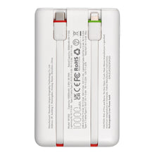 Заредете изображение във визуализатора на галерията – Powerbank Charmast W1202 PD3.0 3A 22,5W 10000 mAh with built-in cables USB C / Lightning white
