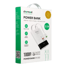 Заредете изображение във визуализатора на галерията – Powerbank Charmast W1202 PD3.0 3A 22,5W 10000 mAh with built-in cables USB C / Lightning white
