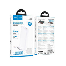Заредете изображение във визуализатора на галерията – Powerbank Hoco 10000 mAh 2A with four built-in cables USB A + USB C+ Lightning + Micro USB J163 white
