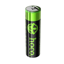 Заредете изображение във визуализатора на галерията – Rechargeable battery R6 (AA) 860 mAh with USB C + cable USB A to 2 x USB C 2 pcs Hoco JA3 black

