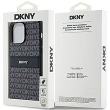 Заредете изображение във визуализатора на галерията – Original Case DKNY hardcase Leather Mono Stripe &amp; Metal Logo DKHCP14LPRTHSLK for Iphone 14 Pro black
