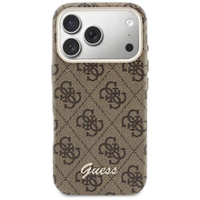 Заредете изображение във визуализатора на галерията – GUESS case for IPHONE 17 Pro Max compatible with MagSafe GUHMP17X5P4FWMSW (PU FW 4G Script) brown
