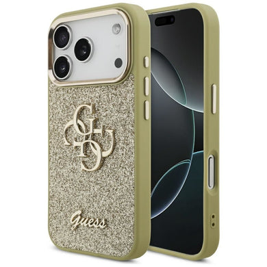 GUESS case for IPHONE 17 Pro GUHCP17LHG4SGCD (Fixed Glitter Big 4G Metal Frame) gold