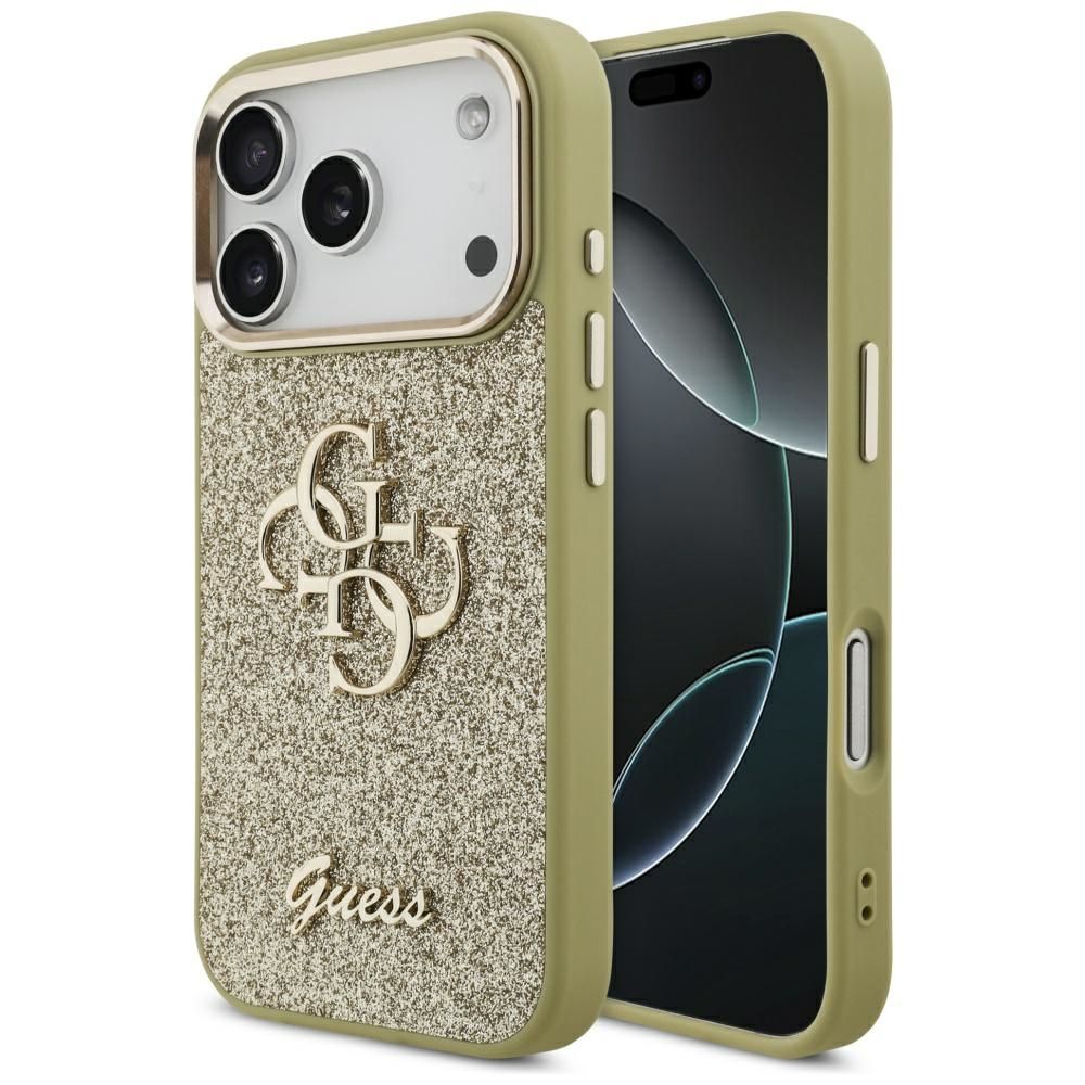 GUESS case for IPHONE 17 Pro GUHCP17LHG4SGCD (Fixed Glitter Big 4G Metal Frame) gold