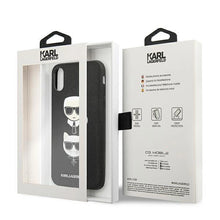 Заредете изображение във визуализатора на галерията – Karl Lagerfeld Saffiano Karl&amp;Choupette Head case for iPhone XS Max - black
