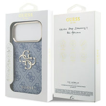 Заредете изображение във визуализатора на галерията – GUESS case for IPHONE 17 Pro Max GUHCP17X4GMGCBL (PU W/ Big 4G Classic Logo) gold blue

