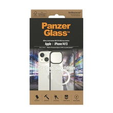 Заредете изображение във визуализатора на галерията – PanzerGlass ClearCase case with MagSafe antibacterial for iPhone 14 / 15 / 13 - transparent and black
