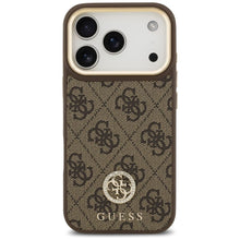 Заредете изображение във визуализатора на галерията – GUESS case for IPHONE 17 Pro compatible with MagSafe GUHMP17LP4GRMDEW (PU W/ 4G Strass Logo) brown

