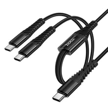 Заредете изображение във визуализатора на галерията – Cable 2in1 USB C to USB C+C Hoco 1 m X123 black
